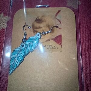 Blue Feather Earrings